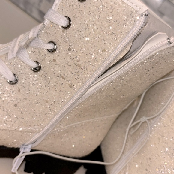 🆕 Portland Boot Co. Rare White Glitter Girls 5/Womens 7 Side-Zip Combat Boots - Picture 8 of 14